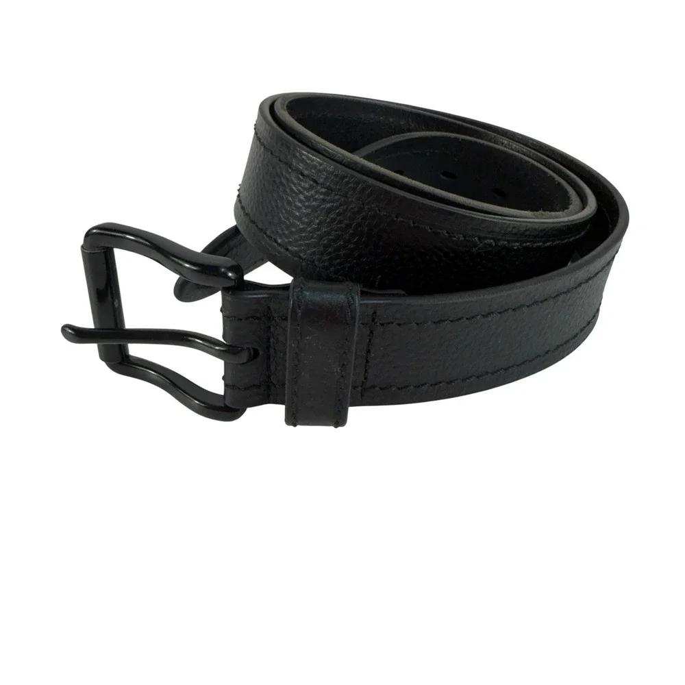 Dickies Men's‎ Sz 38 Belt Black Leather Black Tone Buckle Adjustable Work